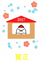 鶏と家と雪の結晶