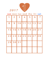 1月のカレンダー…