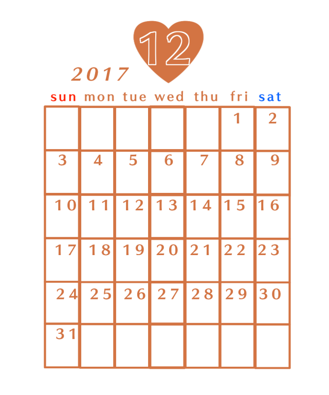 12月のカレンダーイラスト 無料イラスト素材 素材ラボ
