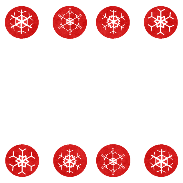 紅い円に入った雪の結晶のフレームイラスト 無料イラスト素材 素材ラボ