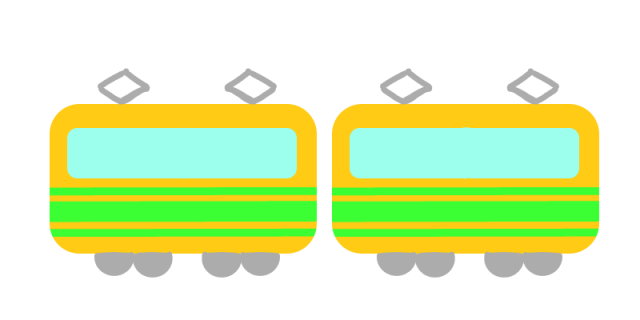 二両編成の黄色い電車のイラスト 無料イラスト素材 素材ラボ
