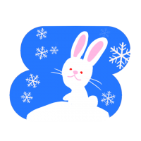 冬のウサギと雪の…