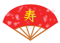 桜吹雪模様の寿扇…