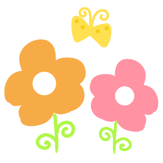チョウチョと2色のお花のイラスト 無料イラスト素材 素材ラボ