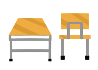 学校の机と椅子の…
