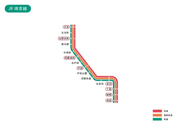 埼玉県 Jr埼京線 路線図 無料イラスト素材 素材ラボ