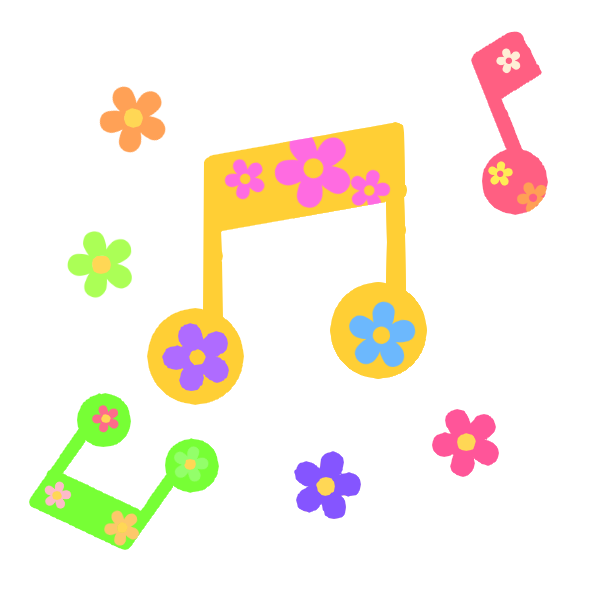 お花柄の音符のイラスト 無料イラスト素材 素材ラボ