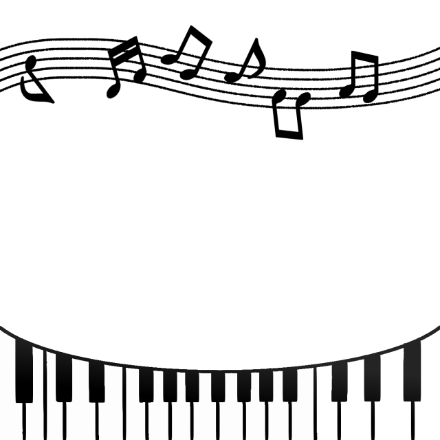 ピアノと音符フレームのイラスト 無料イラスト素材 素材ラボ