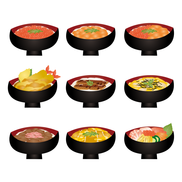 丼ぶりのイラストセット 無料イラスト素材 素材ラボ