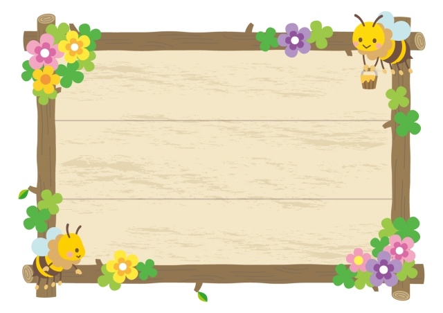 ミツバチと花の木製看板イラスト 無料イラスト素材 素材ラボ