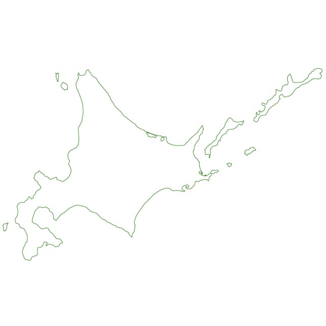 北海道のシルエットで作った地図イラスト 緑線 無料イラスト素材 素材ラボ