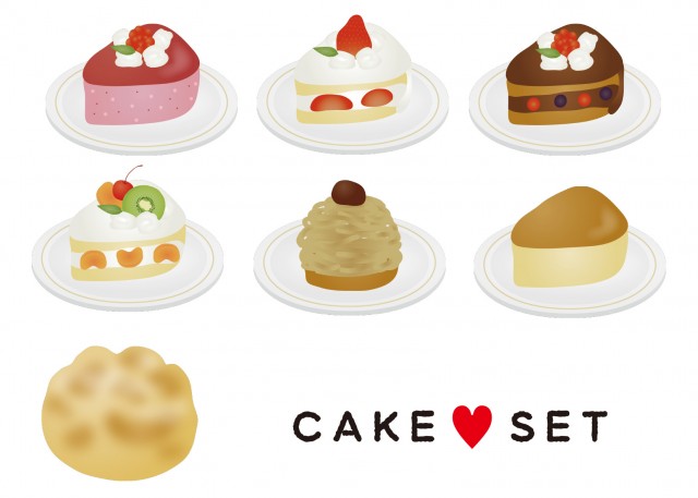 ケーキイラストのセット 無料イラスト素材 素材ラボ