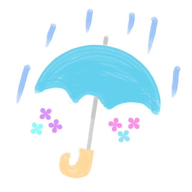 水彩画風傘と雨のイラスト | 無料イラスト素材｜素材ラボ