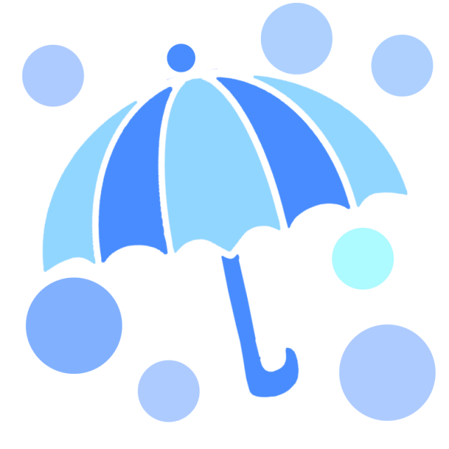 青い傘と水玉のイラスト 無料イラスト素材 素材ラボ