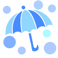 青い傘と水玉のイ…