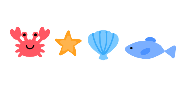 海の生き物ラインのイラスト 無料イラスト素材 素材ラボ