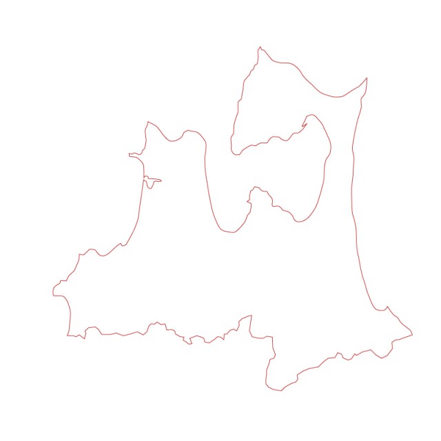 青森県のシルエットで作った地図イラスト 赤線 無料イラスト素材
