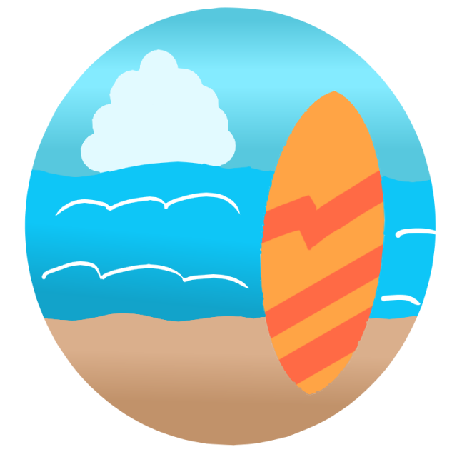 ビーチとサーフィンボードのイラスト 無料イラスト素材 素材ラボ