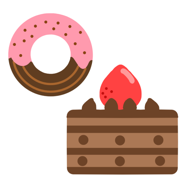 ドーナツとチョコレートケーキのイラスト 無料イラスト素材 素材ラボ