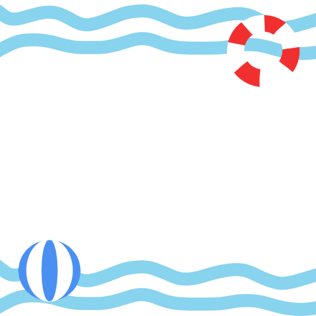 海の波と浮き輪ビーチボールフレームのイラスト 無料イラスト素材 素材ラボ