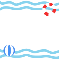 海の波と浮き輪ビ…