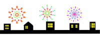 花火と建物ライン…