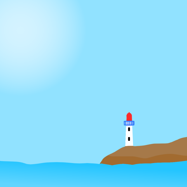 灯台がある岬フレームのイラスト 無料イラスト素材 素材ラボ