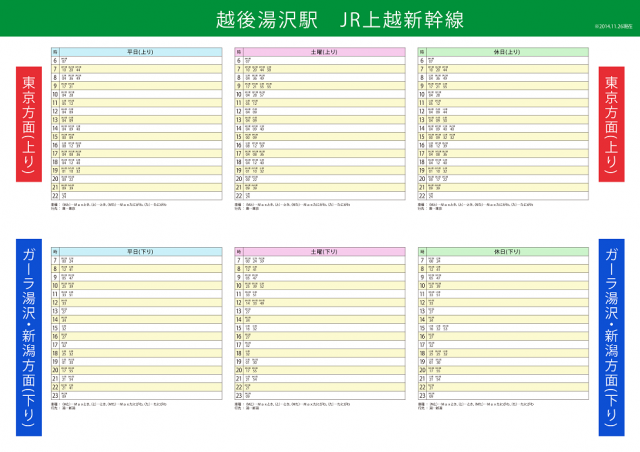 Jr上越新幹線 越後湯沢駅の時刻表です 無料イラスト素材 素材ラボ