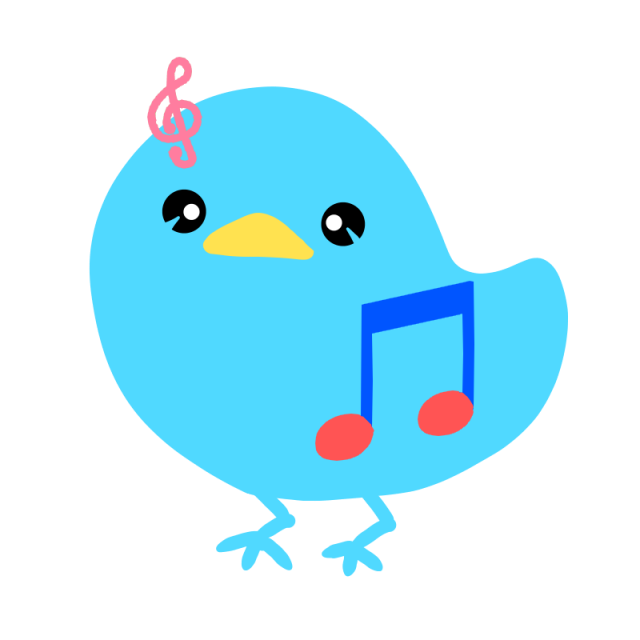 青い鳥と音符とト音記号のイラスト 無料イラスト素材 素材ラボ