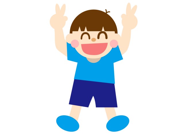 ピースする男の子 無料イラスト素材 素材ラボ