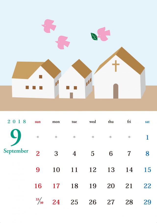 18年 カレンダー 北欧デザイン風カレンダー 9月 無料イラスト素材 素材ラボ