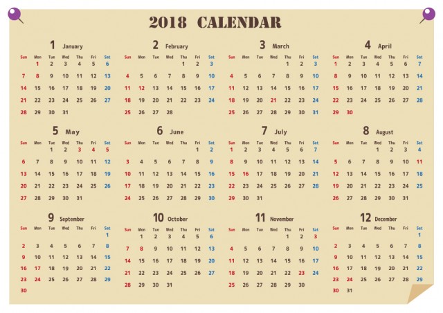 18年カレンダー 貼り紙風 年間 無料イラスト素材 素材ラボ 18年カレンダー 貼り紙風 年間 無料イラスト素材 素材ラボ