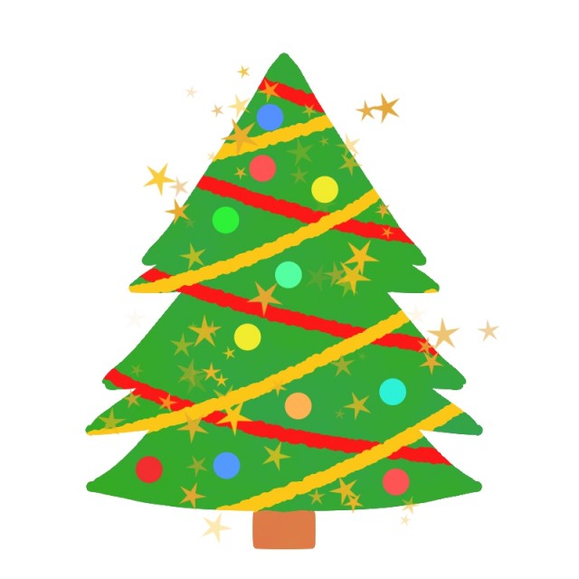 クリスマスツリーとキラキラ星 無料イラスト素材 素材ラボ
