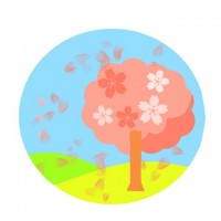 円形の桜の木イラ…