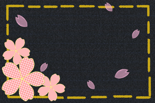 チェック桜 と 花吹雪 渋い 無料イラスト素材 素材ラボ