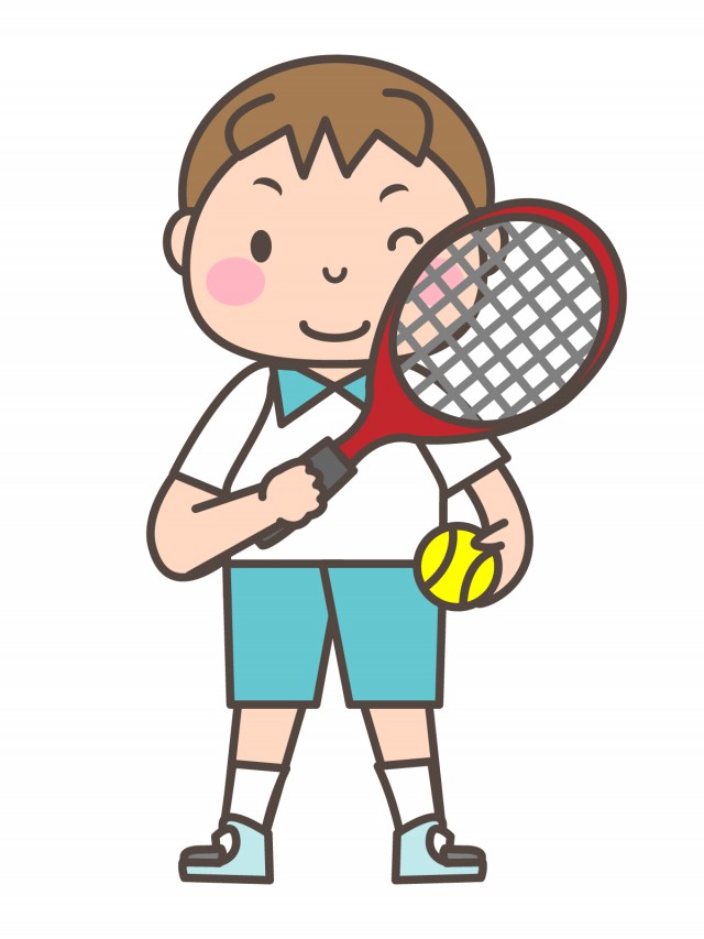 男子テニス部 ラケットとボールを持ってウィンクする部員 無料イラスト素材 素材ラボ
