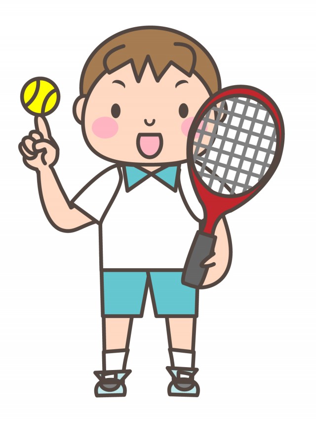 男子テニス部 指の上にボールをのせてラケットを持つ部員 無料イラスト素材 素材ラボ
