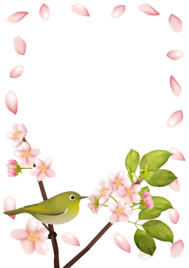 桜のフレーム 花びら めじろ 無料イラスト素材 素材ラボ