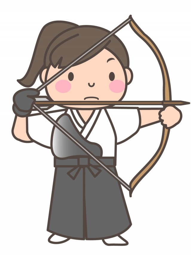 弓道部 弓を弾く女子部員 無料イラスト素材 素材ラボ