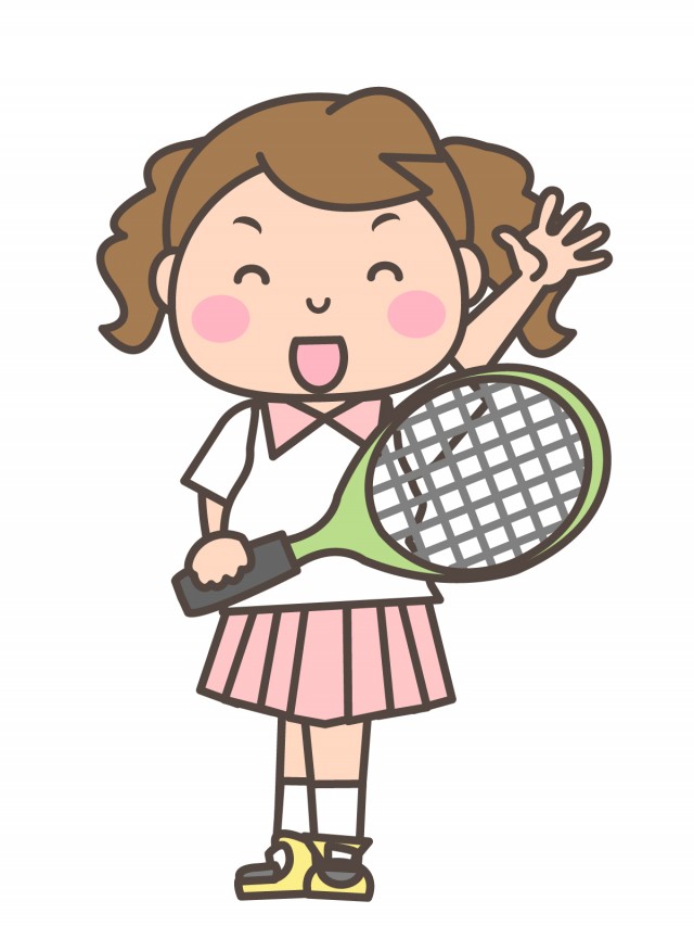 女子テニス部 ラケットを持ち笑顔で手を振る女子部員 無料イラスト素材 素材ラボ