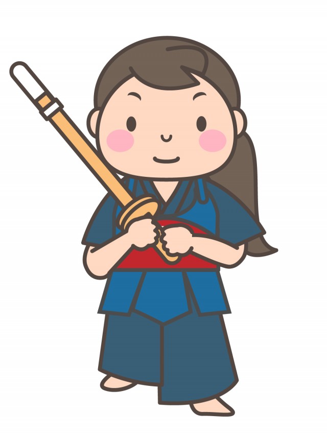剣道部 竹刀を構えている女子部員 無料イラスト素材 素材ラボ