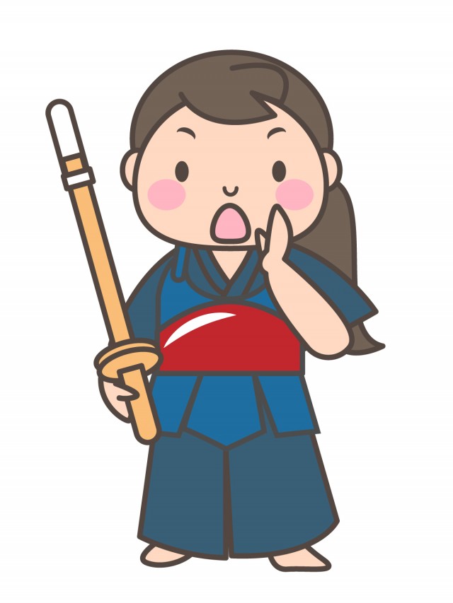 剣道部 竹刀を持って声をかける女子部員 無料イラスト素材 素材ラボ