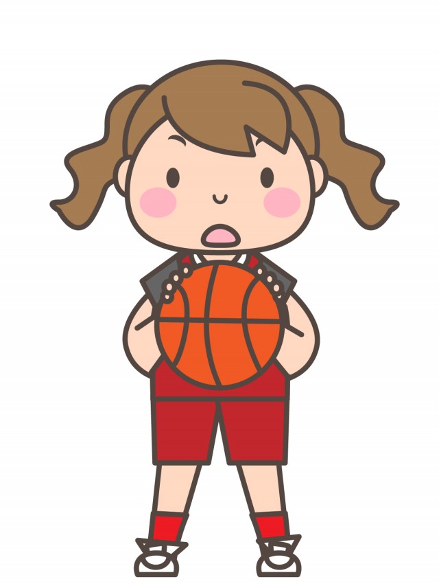 女子バスケ部 両手でボールを持っている部員 無料イラスト素材 素材ラボ
