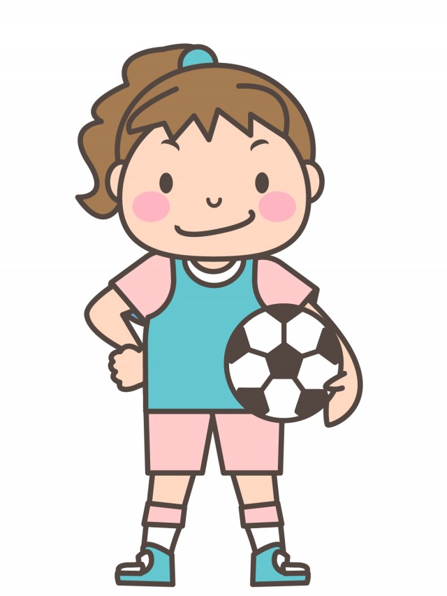 女子サッカー部 ボールを持ってドヤ顔の女子部員 無料イラスト素材 素材ラボ