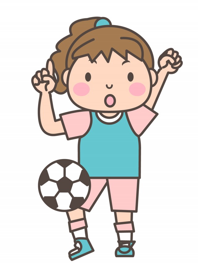 女子サッカー部 リフティングしながら上を指さす部員 無料イラスト素材 素材ラボ