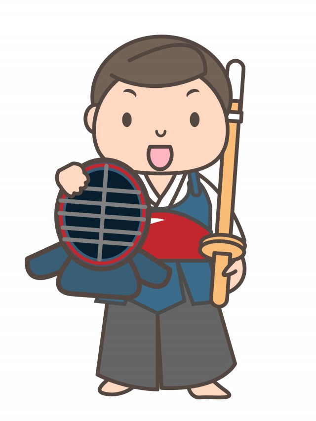 剣道部 面と竹刀を持つ男子部員 無料イラスト素材 素材ラボ
