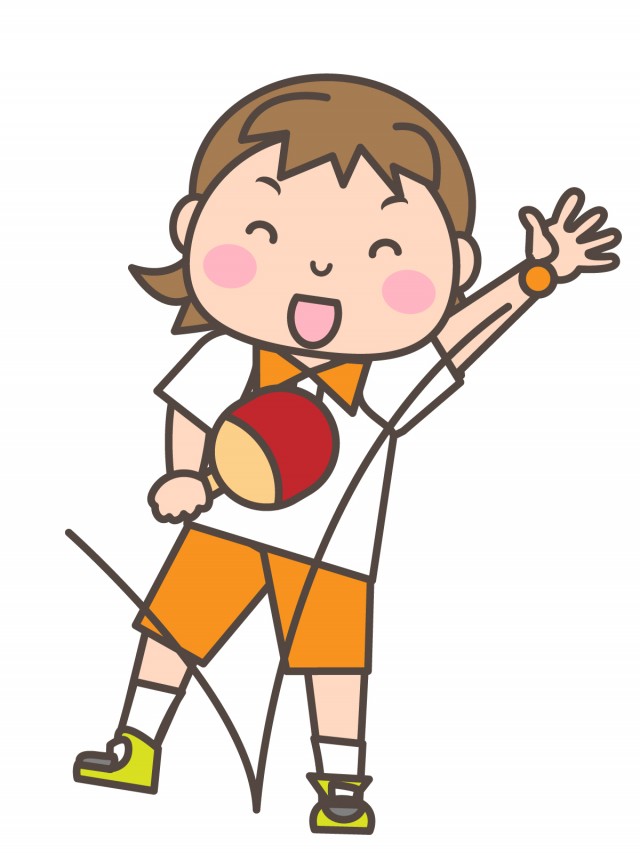 女子卓球部 ボールを手でキャッチする部員 無料イラスト素材 素材ラボ
