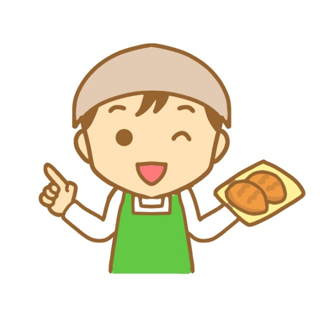 ベーカリーショップ店員指差しのイラスト 無料イラスト素材 素材ラボ