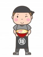 ラーメンを持って…