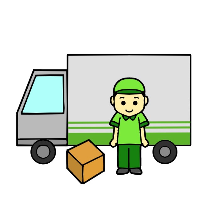 無料イラスト素材：運送業人物とトラックのイラスト
